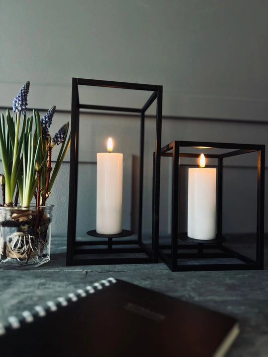 MIOMIO Black Cube Candle Holders for Block Candles - Elegant Duo Set