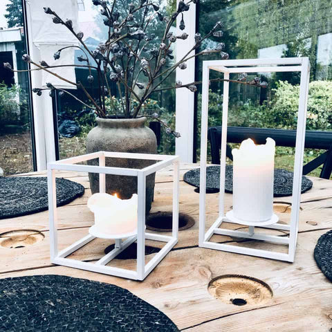 MIOMIO White Cube Candle Holders for Block Candles - Exquisite Set of Two