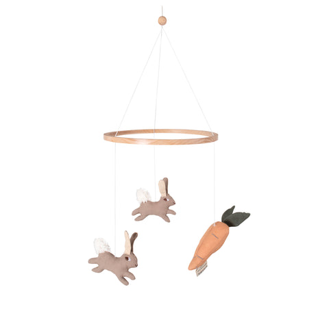 FILIBABBA - Linen Mobile 'Carrot Thief' - Adorable Nursery Décor 🐰🥕