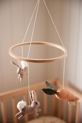 FILIBABBA - Linen Mobile 'Carrot Thief' - Adorable Nursery Décor 🐰🥕