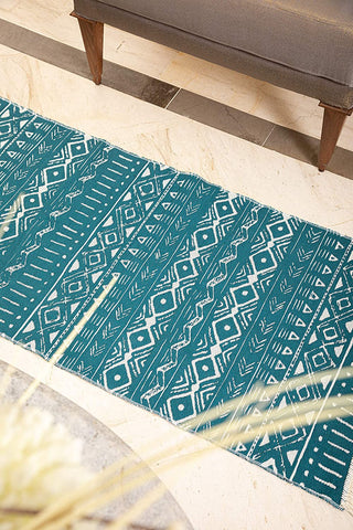 SOLTAKO Teppich Läufer mit Fransen und Muster beidseitig nutzbar Retro Boho Ethno marokkanisch Berber waschbar Vintage Modell Djerba, 135x65 cm