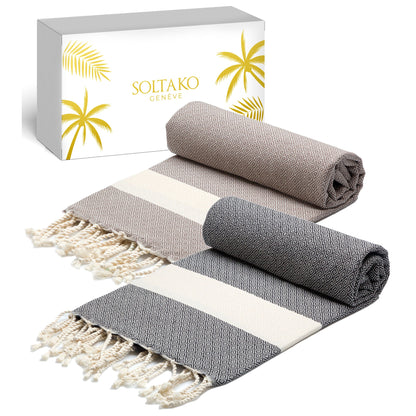 Premium Strandtuch  100 x 200 cm / Hamamtuch 2er Set