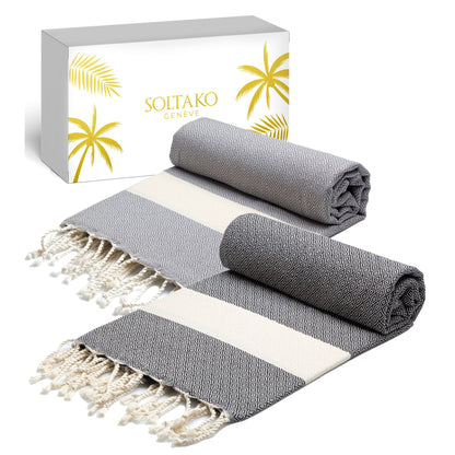 Premium Strandtuch  100 x 200 cm / Hamamtuch 2er Set