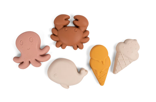 FILIBABBA - Siliconen Zand Mallen Set van 5 - Kleurrijk Plezier! 🐙🌞