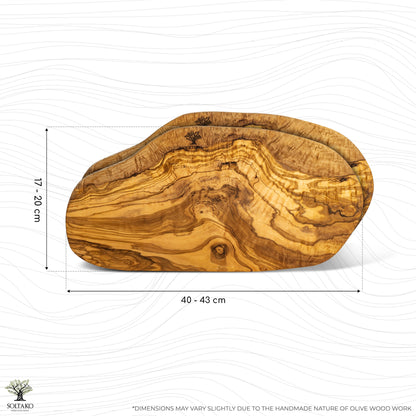 Olivenholz Servierbrett 2er Set 40cm "The Catania Rustic Board"