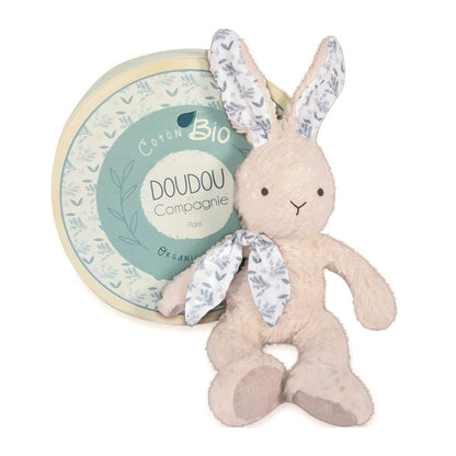 DOUDOU - Økologisk hare, hvid 25 cm - 🐇 Bedårende & Økologisk Krammeven 🌱✨