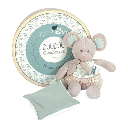 DOUDOU - Souris en Coton Bio - Rose Poussiéreux - Copain de Câlin pour Tous les Âges 🐭💖