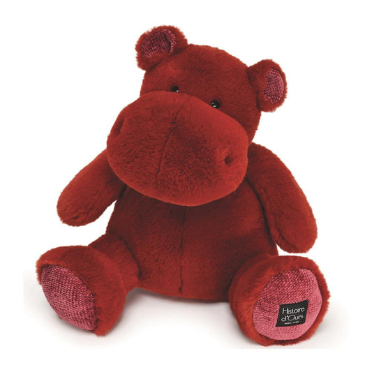 DOUDOU - Hipopótamo, rojo 40cm - Adorable Compañero Acurrucable para Niños 🦛❤️