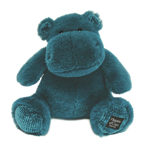 DOUDOU - Hippopotame, Turquoise 25cm - Adorable Ami Peluche pour Votre Petit ! 🦙💙