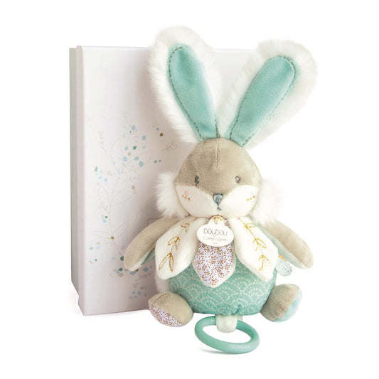 DOUDOU - Bunny Music Box, Almond 20cm - Adorable Comfort 🎵🐰