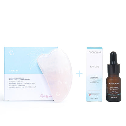 Cocooning Biocosmetics - Duo Gua Sha + Elisir Deluxe Giallo 🌟 Rivela la Tua Bellezza Radiante!