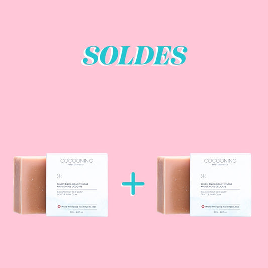 Cocooning Biocosmetics - Duo Pack Sapone Viso Bilanciante con Argilla Rosa 🌸✨