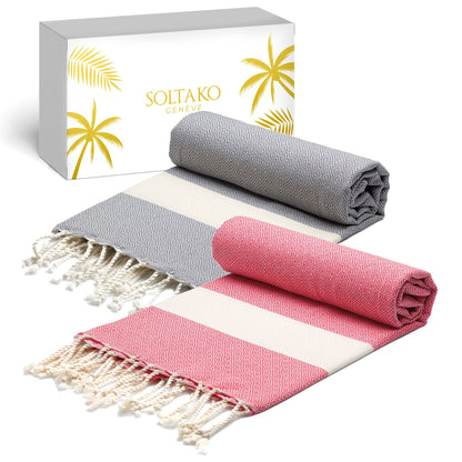 Premium Strandtuch  100 x 200 cm / Hamamtuch 2er Set