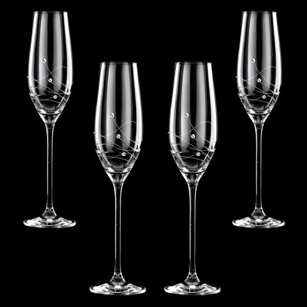 MATRIVO Clio Champagne Glass with Swarovski Crystals - Set of 4 Pieces - AlpsDiscovery