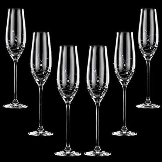 MATRIVO Clio Champagne Glass with Swarovski Crystals - Set of 6 Pieces - AlpsDiscovery