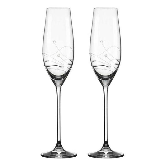 MATRIVO Clio Champagne Glasses with Swarovski Crystals - Set of 2 Pieces - AlpsDiscovery