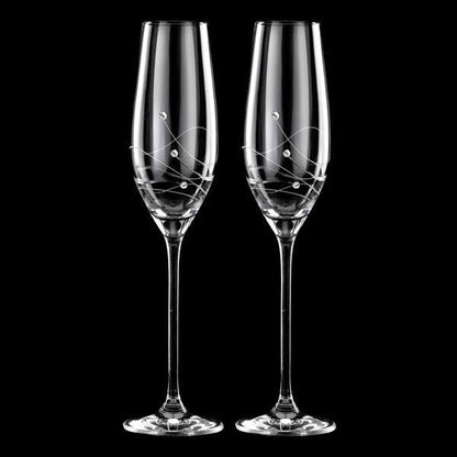 MATRIVO Clio Champagne Glasses with Swarovski Crystals - Set of 2 Pieces - AlpsDiscovery