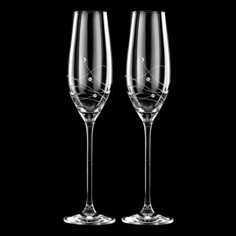 MATRIVO Clio Champagne Glasses with Swarovski Crystals - Set of 2 Pieces - AlpsDiscovery