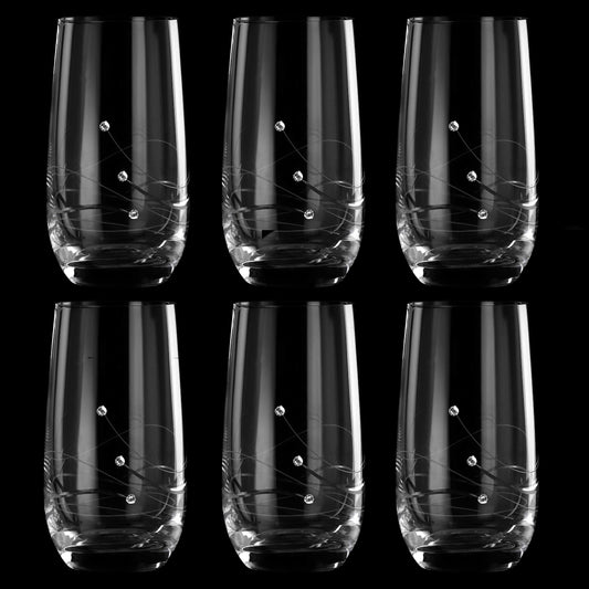 MATRIVO Clio Highball Glasses with Swarovski Crystals - Set of 6 Pieces - AlpsDiscovery