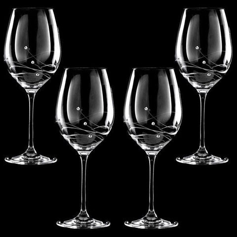 MATRIVO Clio Red Wine Glasses with Swarovski Crystals - Set of 4 Pieces - AlpsDiscovery