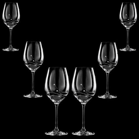 MATRIVO Clio Red Wine Glasses with Swarovski Crystals - Set of 6 Pieces - AlpsDiscovery