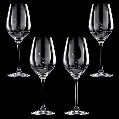 MATRIVO Clio White Wine Glass with Swarovski Crystals - Set of 4 Pieces - AlpsDiscovery