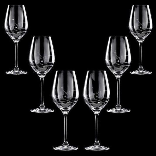 MATRIVO Clio White Wine Glasses with Swarovski Crystals - Set of 6 Pieces - AlpsDiscovery