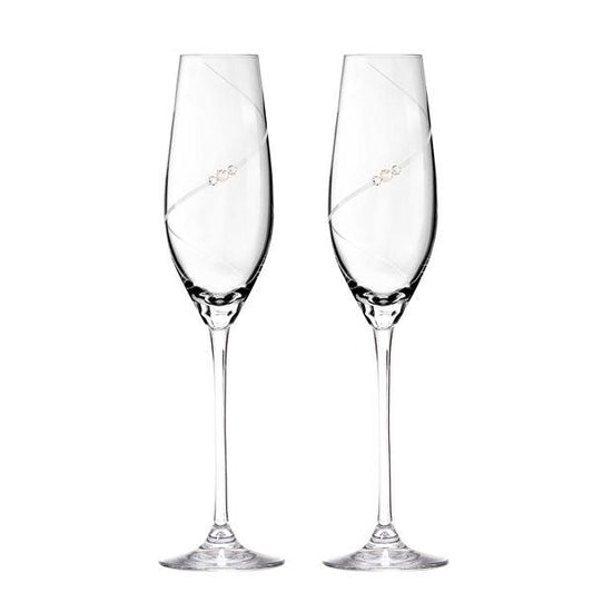 MATRIVO New Pen Champagne Glass with Swarovski Crystals - Set of 2 Pieces - AlpsDiscovery