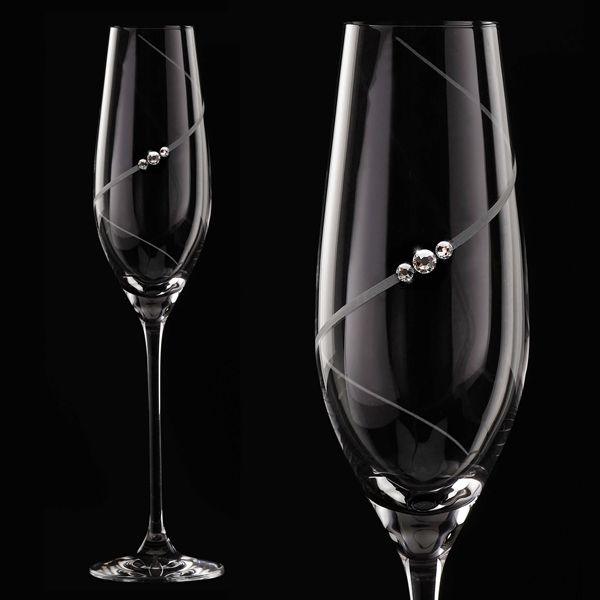 MATRIVO New Pen Champagne Glass with Swarovski Crystals - Set of 2 Pieces - AlpsDiscovery