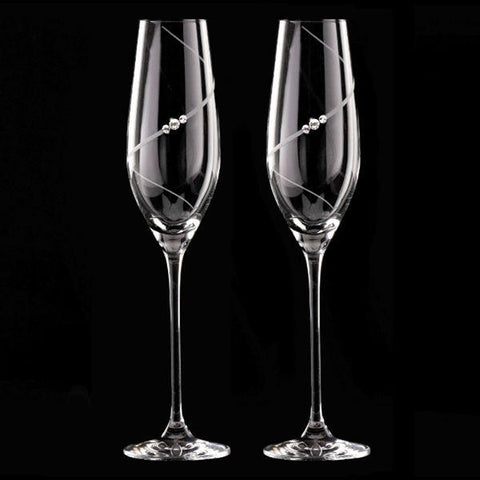 MATRIVO New Pen Champagne Glass with Swarovski Crystals - Set of 2 Pieces - AlpsDiscovery