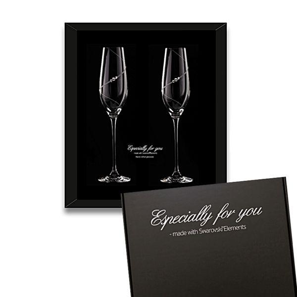 MATRIVO New Pen Champagne Glass with Swarovski Crystals - Set of 2 Pieces - AlpsDiscovery