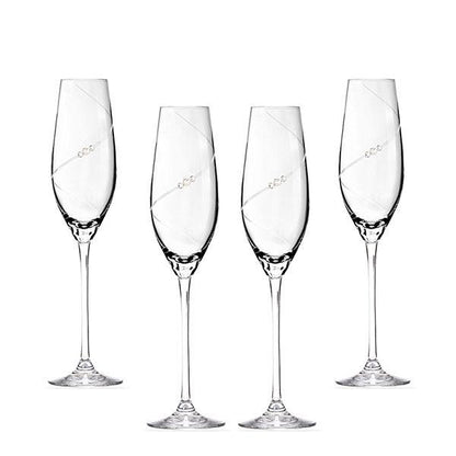 MATRIVO New Pen Champagne Glass with Swarovski Crystals - Set of 4 Pieces - AlpsDiscovery