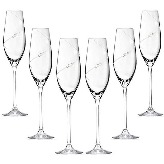 MATRIVO New Pen Champagne Glass with Swarovski Crystals - Set of 6 Pieces - AlpsDiscovery