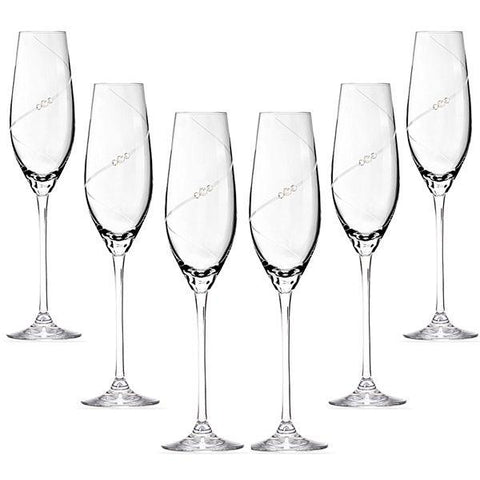 MATRIVO New Pen Champagne Glass with Swarovski Crystals - Set of 6 Pieces - AlpsDiscovery