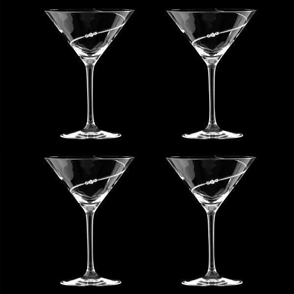 MATRIVO New Pen Cocktail Glasses with Swarovski Crystals - Set of 4 Pieces - AlpsDiscovery