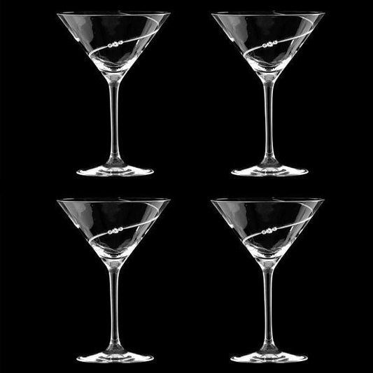 MATRIVO New Pen Cocktail Glasses with Swarovski Crystals - Set of 4 Pieces - AlpsDiscovery