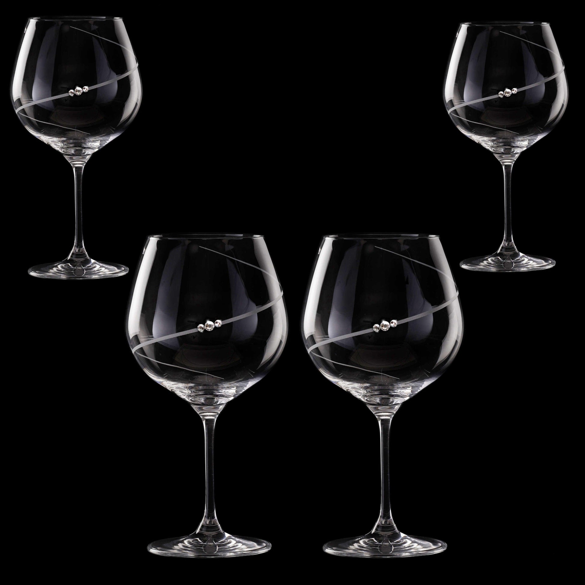 MATRIVO New Pen Gin Glass with Swarovski Crystals - Set of 4 Pieces - AlpsDiscovery