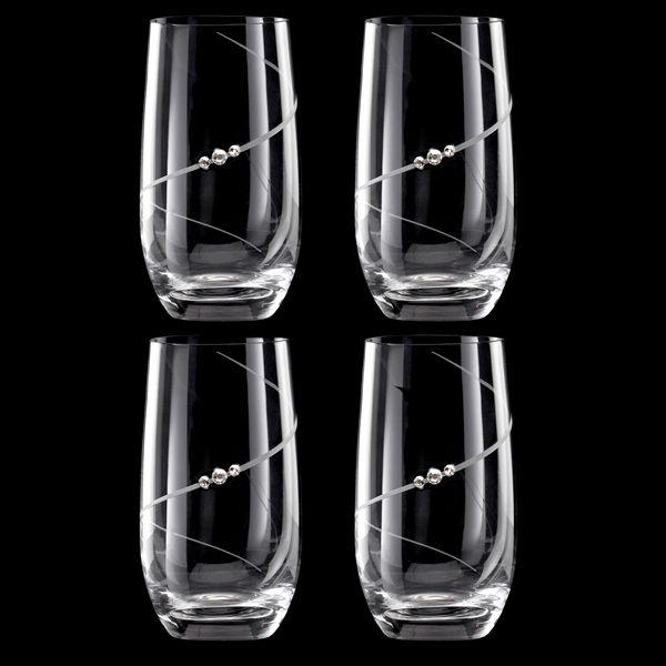 MATRIVO New Pen Highball Glass with Swarovski Crystals - Set of 4 Pieces - AlpsDiscovery