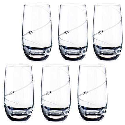 MATRIVO New Pen Highball Glass with Swarovski Crystals - Set of 6 Pieces - AlpsDiscovery