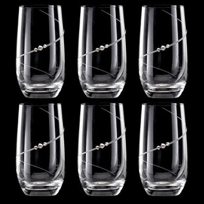 MATRIVO New Pen Highball Glass with Swarovski Crystals - Set of 6 Pieces - AlpsDiscovery