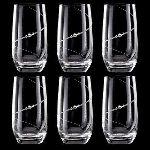 MATRIVO New Pen Highball Glass with Swarovski Crystals - Set of 6 Pieces - AlpsDiscovery