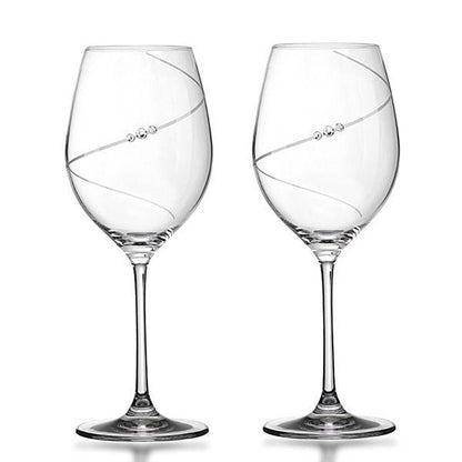 MATRIVO New Pen Red Wine Glass with Swarovski Crystals - Set of 2 Pieces - AlpsDiscovery