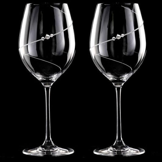 MATRIVO New Pen Red Wine Glass with Swarovski Crystals - Set of 2 Pieces - AlpsDiscovery