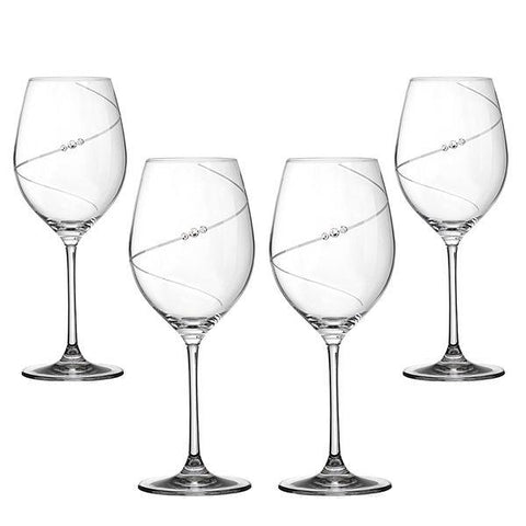 MATRIVO New Pen Red Wine Glass with Swarovski Crystals - Set of 4 Pieces - AlpsDiscovery