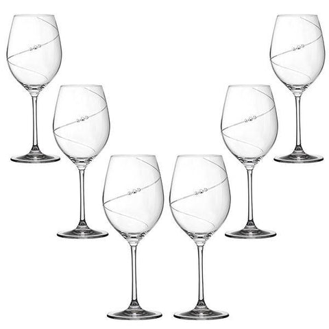 MATRIVO New Pen Red Wine Glass with Swarovski Crystals - Set of 6 Pieces - AlpsDiscovery