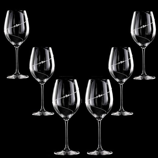 MATRIVO New Pen Red Wine Glass with Swarovski Crystals - Set of 6 Pieces - AlpsDiscovery