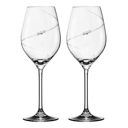 MATRIVO New Pen White Wine Glass with Swarovski Crystals - Set of 2 Pieces - AlpsDiscovery