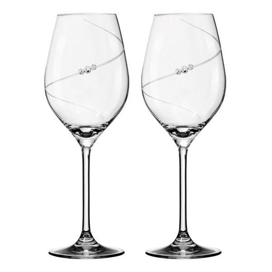 MATRIVO New Pen White Wine Glass with Swarovski Crystals - Set of 2 Pieces - AlpsDiscovery