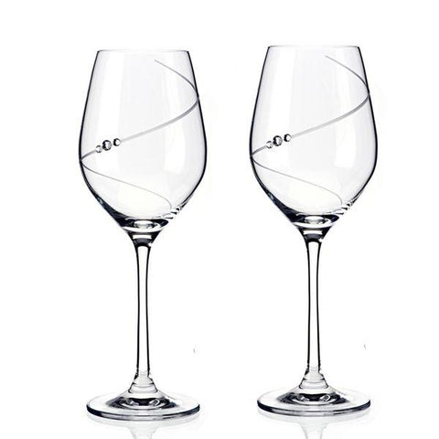 MATRIVO New Pen White Wine Glass with Swarovski Crystals - Set of 2 Pieces - AlpsDiscovery