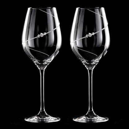 MATRIVO New Pen White Wine Glass with Swarovski Crystals - Set of 2 Pieces - AlpsDiscovery